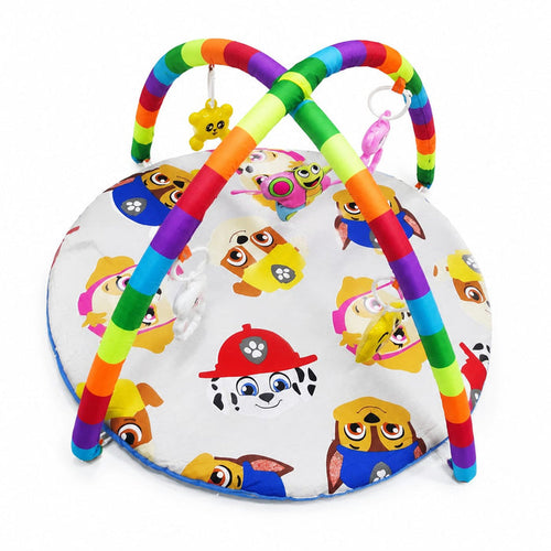 Baby Play Gym Mat with Hanging Toys for 0–12 Months - Grey Puppy | Infant Activity Play Mat