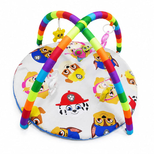Baby Play Gym Mat with Hanging Toys for 0–12 Months - Grey Puppy | Infant Activity Play Mat