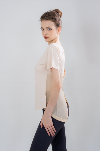 BreezeBack Split-Mesh Yoga Top for Women – Ready Stock