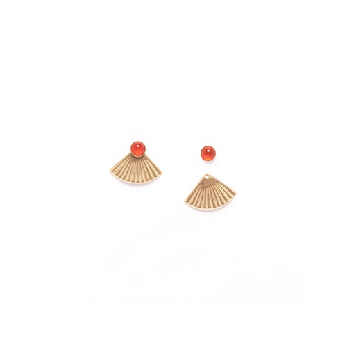 Carnelian Mini Pleat Jacket Earrings