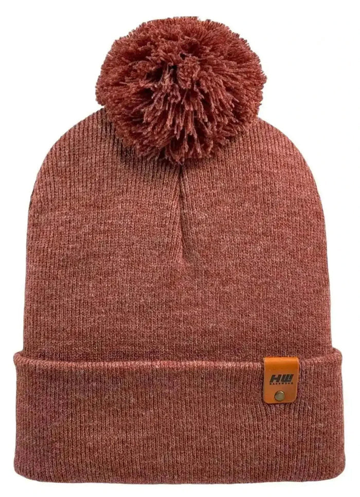 Classic Cuffed Pom Pom Beanie, Rusty Burgundy