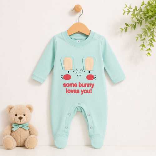 Close Feet Cotton Fashion Romper - Blue - Cute Bunny