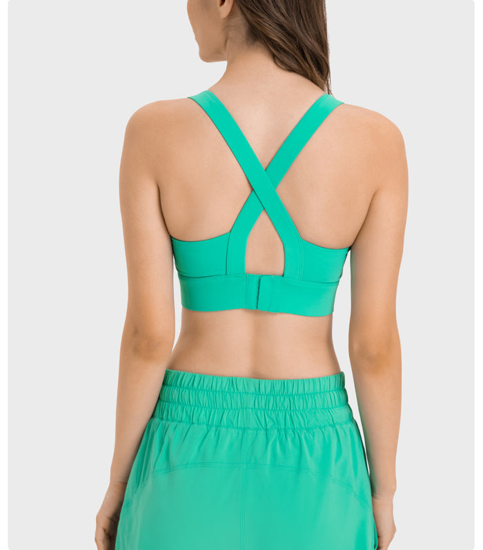 Cross-Button Sports Bra for Women
