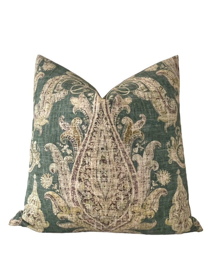 Dark Green Persian Paisley 22x22 Pillow Cover - Annabel Bleu