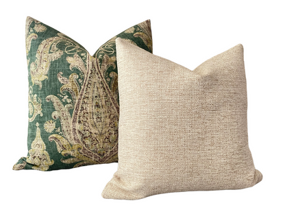 Dark Green Persian Paisley 22x22 Pillow Cover - Annabel Bleu