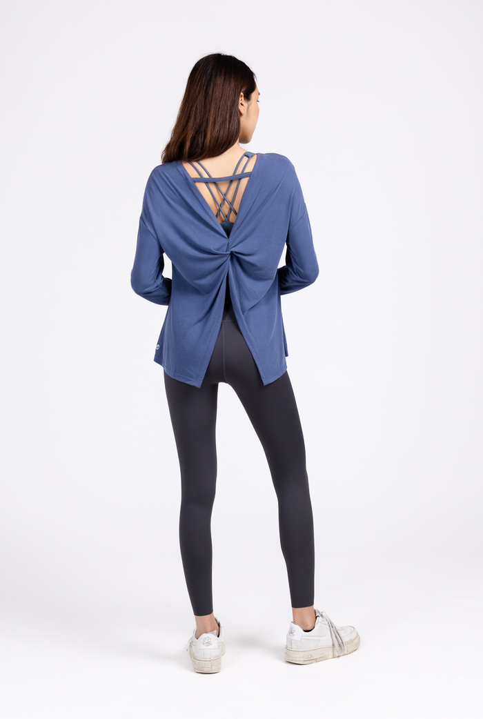 Deep V Back Long Sleeve Top