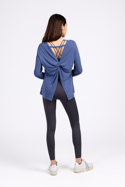 Deep V Back Long Sleeve Top