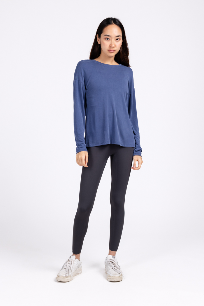 Deep V Back Long Sleeve Top
