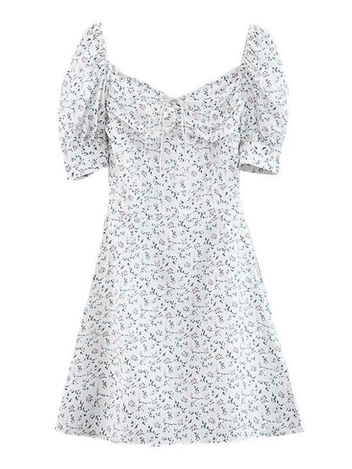 Ditsy Floral Short-Sleeve Mini Dress