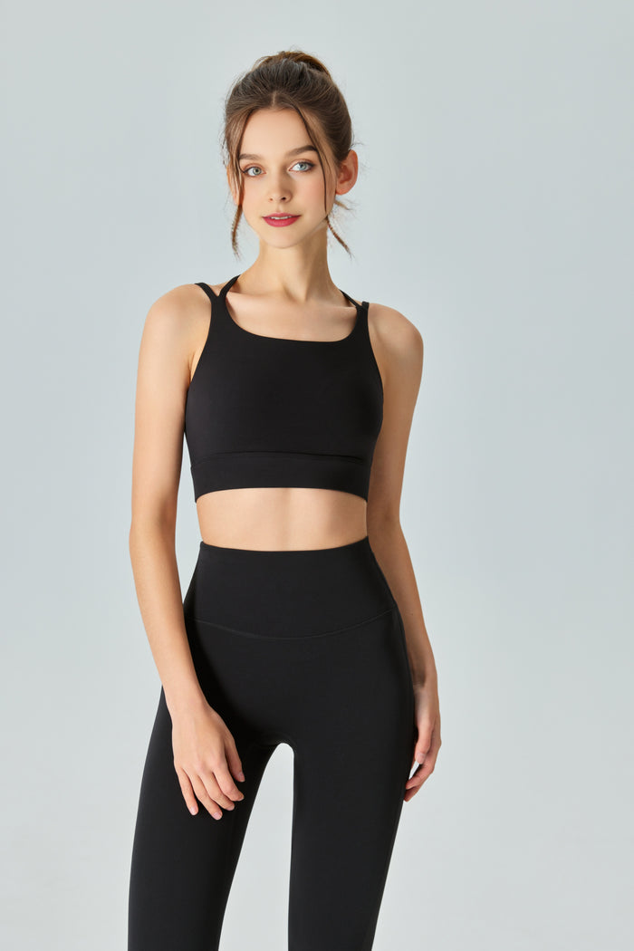 Double Thin Shoulder Strap Sports Bra for Women