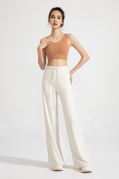 Drawstring Flare Yoga Pants with Pocket for Women