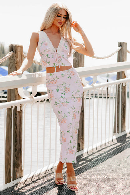 Always Beautiful Floral Satin Skirt (Baby Pink)