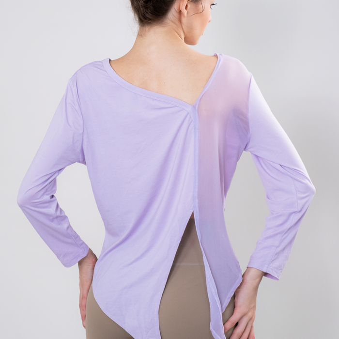 DualStyle Split-Back Mesh Long Sleeve Workout Top for Women