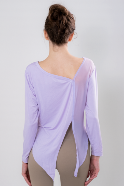 DualStyle Split-Back Mesh Long Sleeve Workout Top for Women