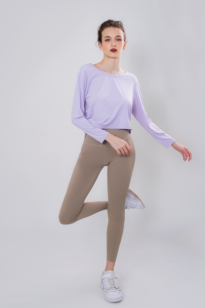 DualStyle Split-Back Mesh Long Sleeve Workout Top for Women