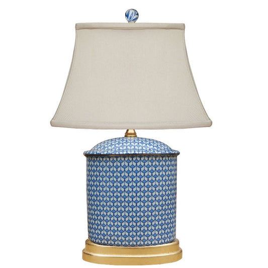 English Blue and White Porcelain Table Lamp