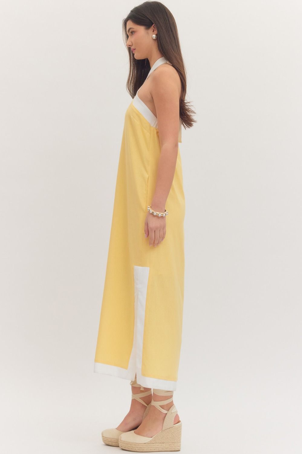The Solara Contrast Halter Midi Dress