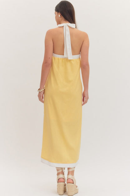 The Solara Contrast Halter Midi Dress