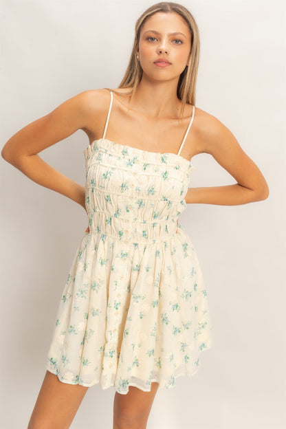Madison Floral Shirred Mini Dress