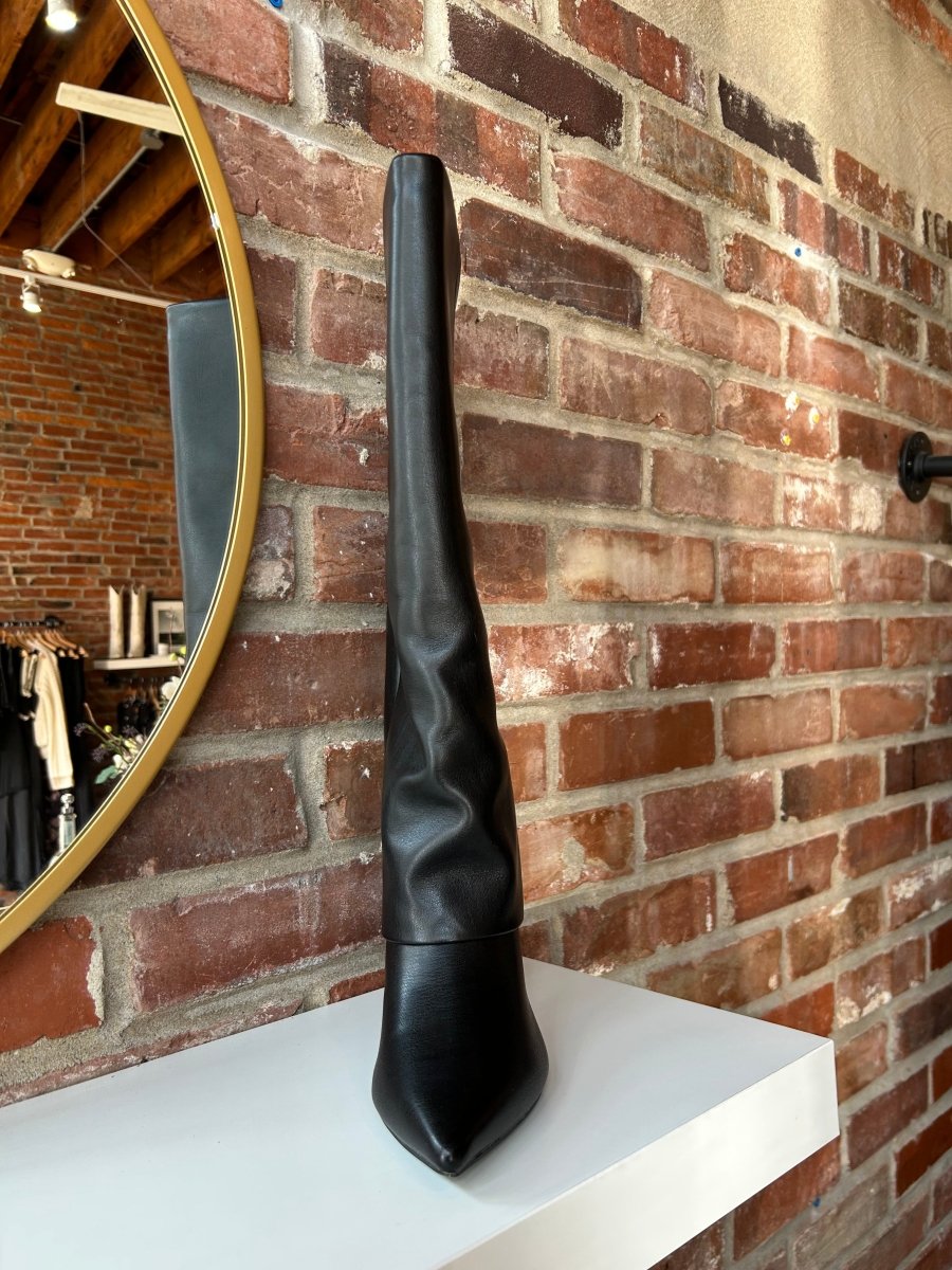 Faye Black Leather Fold Over Boot