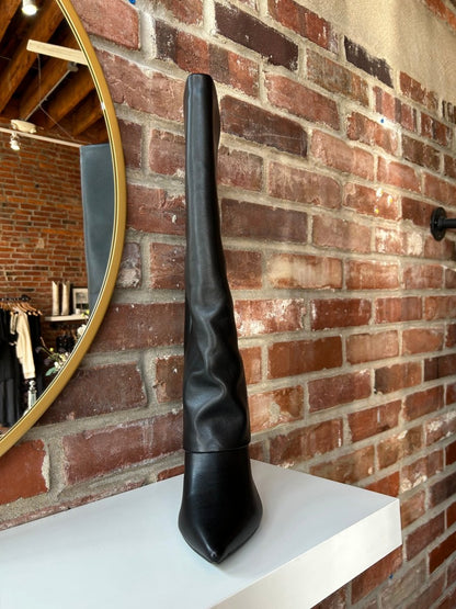 Faye Black Leather Fold Over Boot