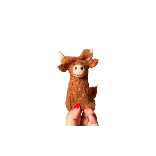 Felt Finger Puppet - Highland Cow