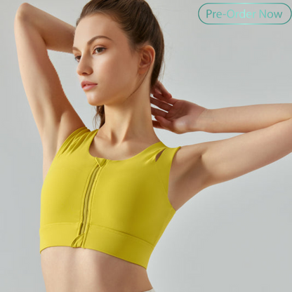 Front zipper sports bra