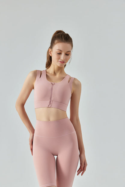 Front zipper sports bra