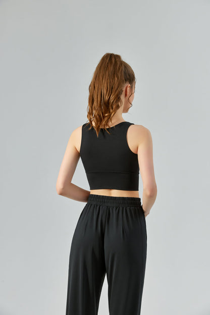 Front zipper U-shaped collar sports bra