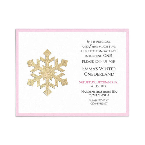 Gold Snowflake Winter Onederland First Birthday Invitation - XOXOKristen