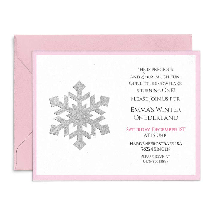 Gold Snowflake Winter Onederland First Birthday Invitation - XOXOKristen