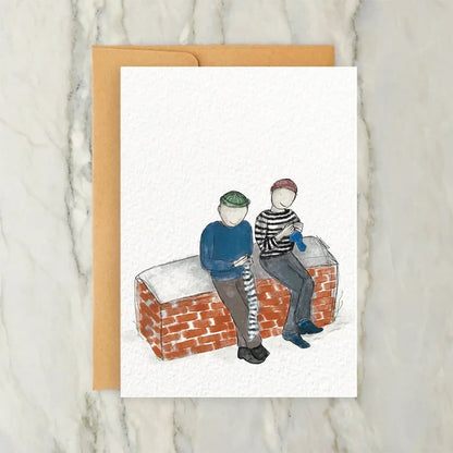 Two Friends Knitting