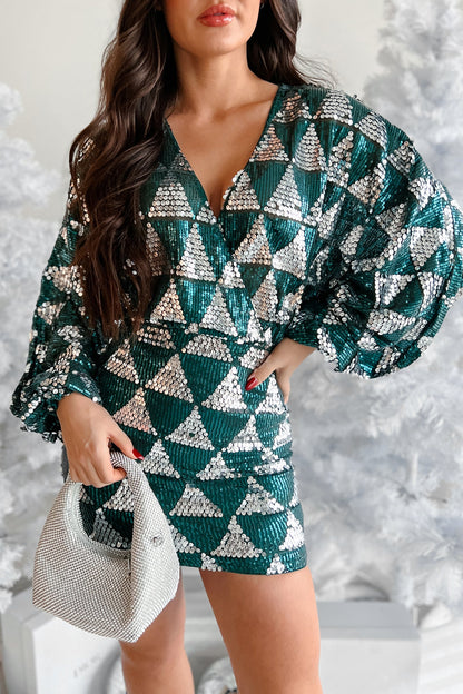 Ivanka Sequin Mini Dress (Hunter Green)