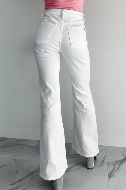Maureen Special A High Rise Distressed Flare Jeans (White)