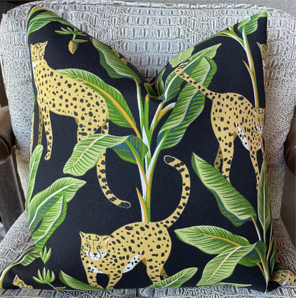 Indoor Outdoor Leopard Pillow Cover in Black or Cream - Annabel Bleu
