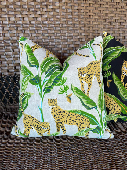 Indoor Outdoor Leopard Pillow Cover in Black or Cream - Annabel Bleu
