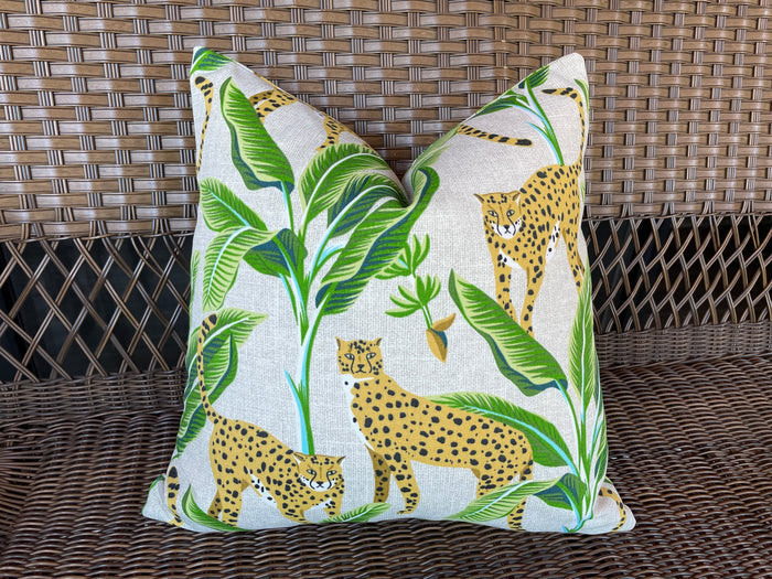 Indoor Outdoor Leopard Pillow Cover in Black or Cream - Annabel Bleu