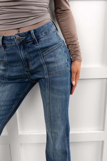 Henson High Rise Flare Mica Denim Jeans (Blue Stone)
