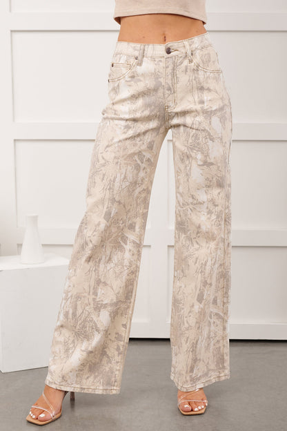 Macklin Camo Tummy Control Saige Denim Wide Jeans (Sand)
