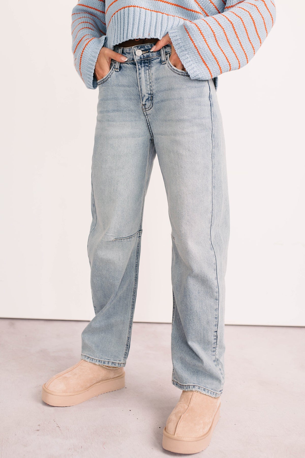 Brock High Rise Barrel Leg Kancan Jeans (Light)