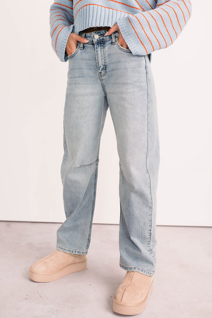 Brock High Rise Barrel Leg Kancan Jeans (Light)