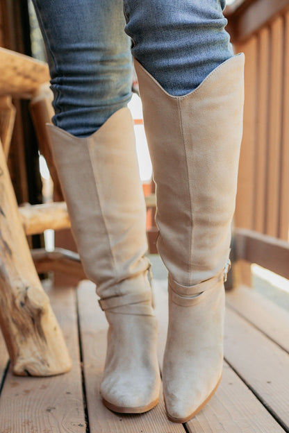 Choosing You Faux Suede Chunky Heel Boot (Clay)