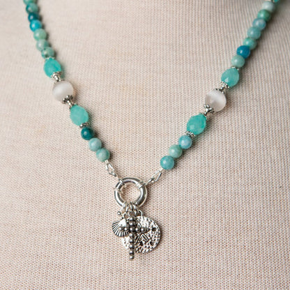 Jennifer's Hemimorphite and Chalcedony Charming Neckace and Earring Set