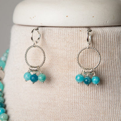 Jennifer's Hemimorphite and Chalcedony Charming Neckace and Earring Set