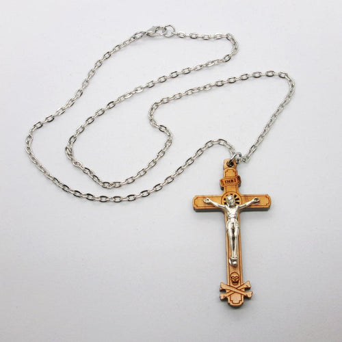 Kelly's Laser-Cut Olive Wood Crucifix Necklace