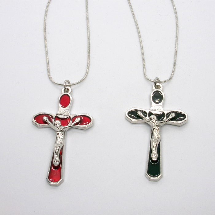 Kelly's Rounded Enameled Crucifix Necklace