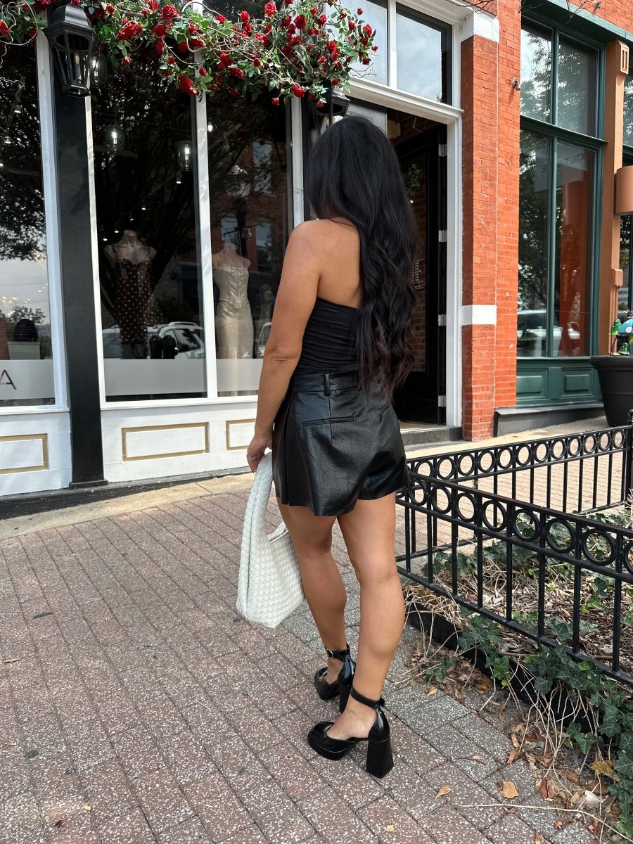 Krista Black Ruched Strapless Tube Top