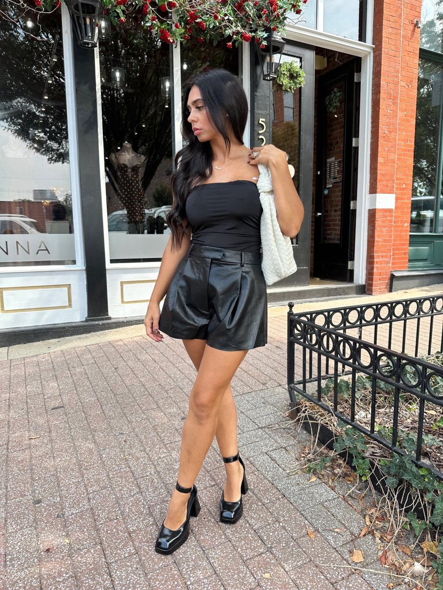 Krista Black Ruched Strapless Tube Top