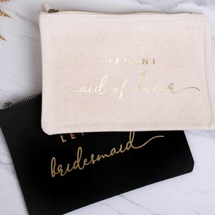 Leticia Makeup Bag with Custom Name and Wedding Role - XOXOKristen