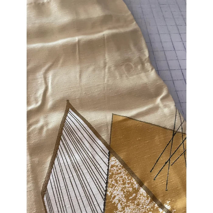 Mid Century Modern Gold Atomic Drapery Panel - Annabel Bleu